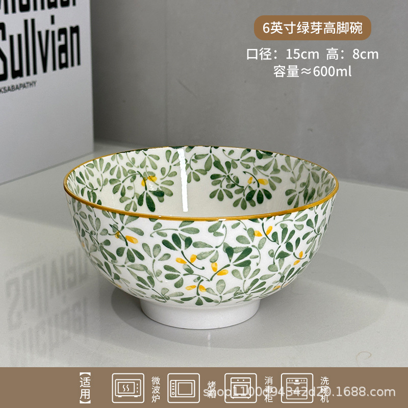 ceramic ramen bowl 2025 new home salad bowl 6 inch bowl tableware soup bowl underglaze color high leg rice bowl details Picture