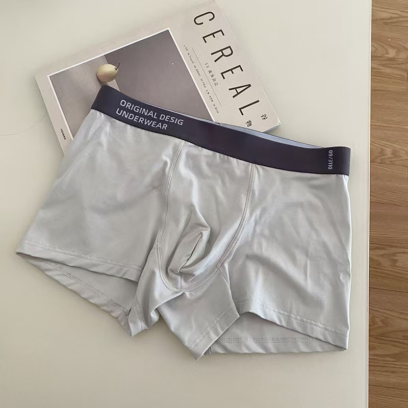 Super low price letter waist solid color men's four-corner underwear, flat underwear, comfortable flat shorts, milk silk men's underwear in stock for export to Africa and the Middle East Specification drawing