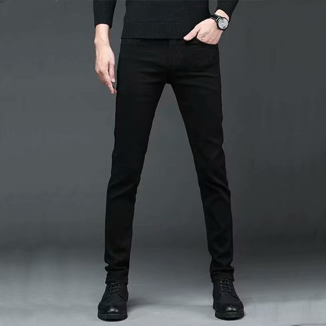 spring and autumn new men's jeans stretch straight leg trousers korean fashion slim fit skinny pants men's mid waist casual pants full figure