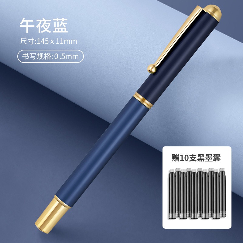 business office signature pen with ink sac students calligraphy exercises morandi metallic pen gift box details Picture