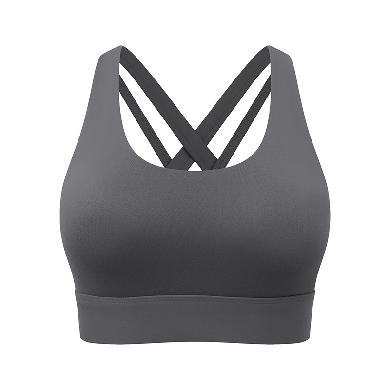 one-piece chest pad adjustable cross beauty back exercise bra fixed cup shockproof yoga fitness large size underwear details Picture