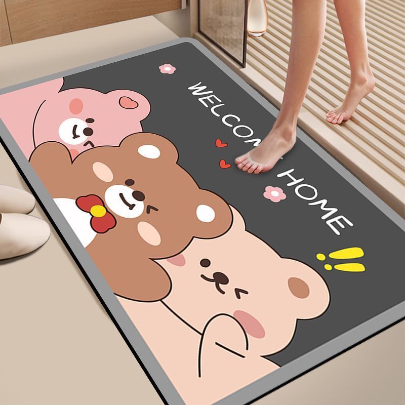 cartoon diatom ooze floor mat household stain-resistant wear-resistant bathroom door mat bathroom water-absorbing quick-drying non-slip cute foot mat details Picture
