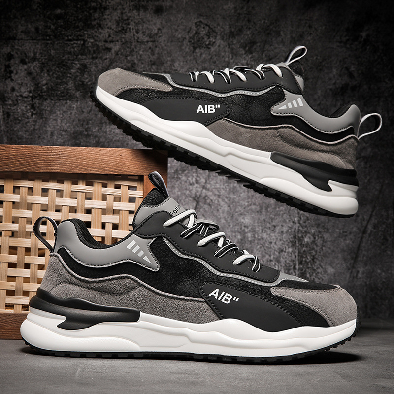argan men's shoes fall leather surface sneakers men's versatile casual shoes running non-slip increased daddy tide shoes winter details Picture