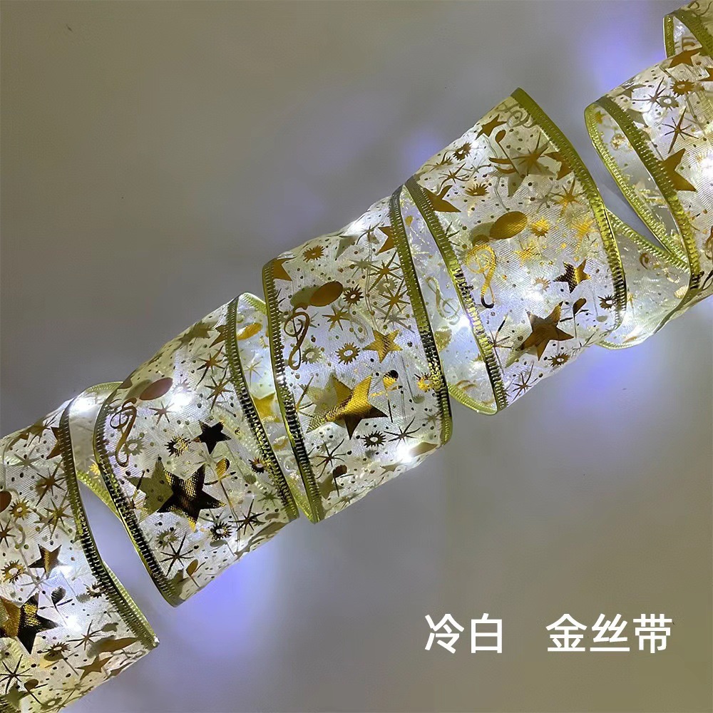 cross-border new arrival led copper wire light ribbon lighting chain bow ribbon silk lighting chain christmas tree props decorative lights Application Scenario