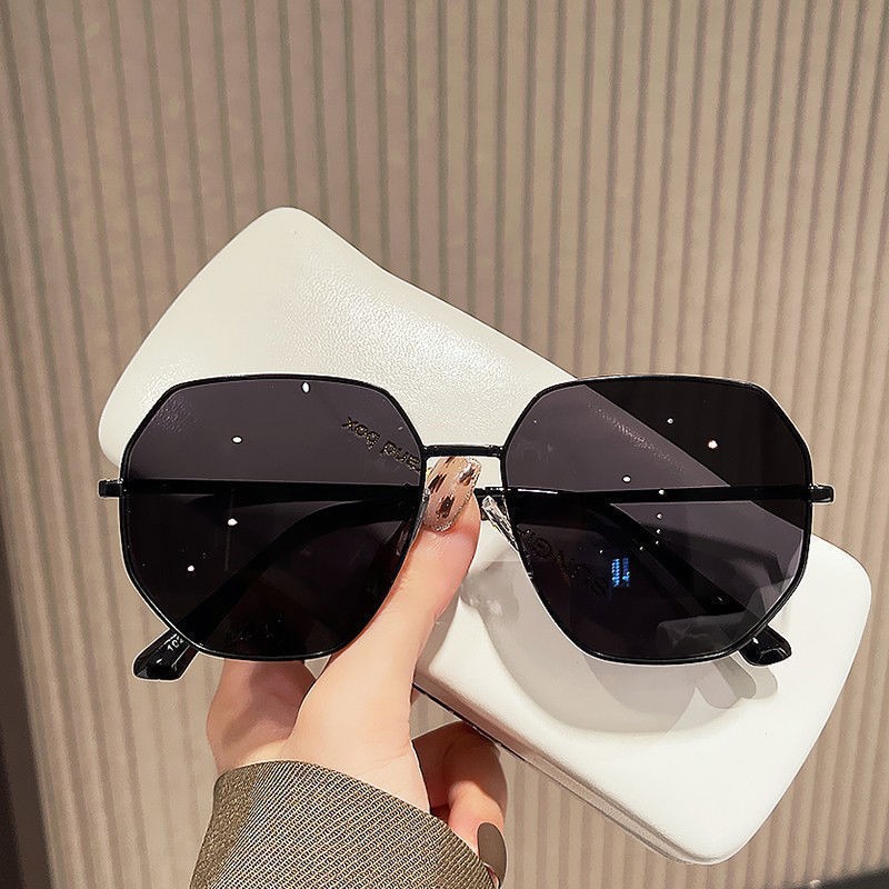 transparent korean all-match sunglasses men's polygon metal driving sunglasses korean fashion beach travel glasses women full figure