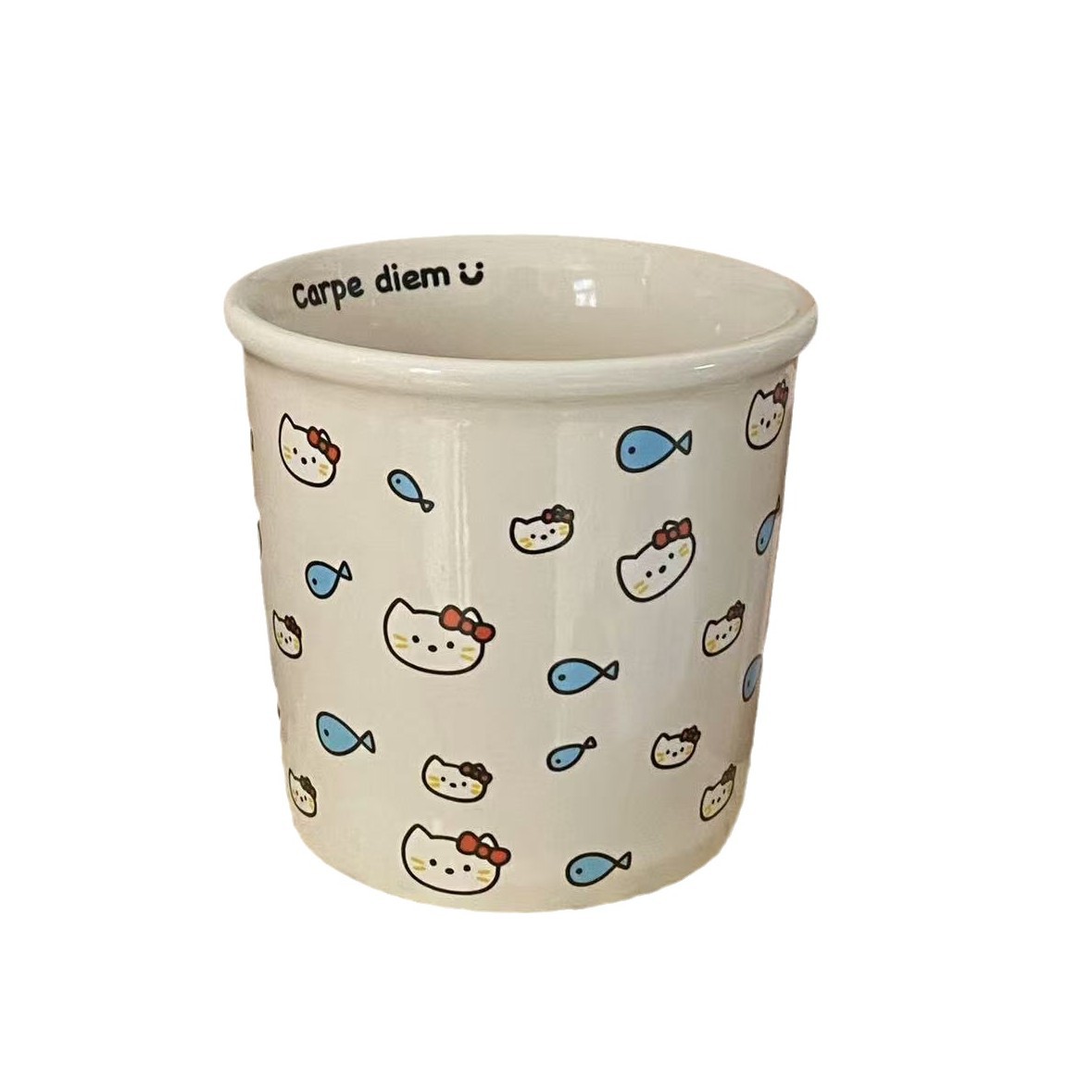 ins  eating fish ceramic cup mug cute paper cup shape hand held cup coffee cup birthday gift water cup Item Picture