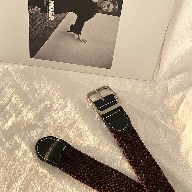 woven stretch casual men's belt alloy punch-free pin buckle elastic women's canvas trendy belt Application Scenario