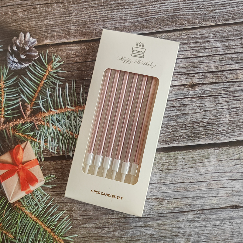 birthday cake candle wholesale straight pearlescent pencil baking candle gold-plated color free shipping by manufacturer smokeless candles Application Scenario
