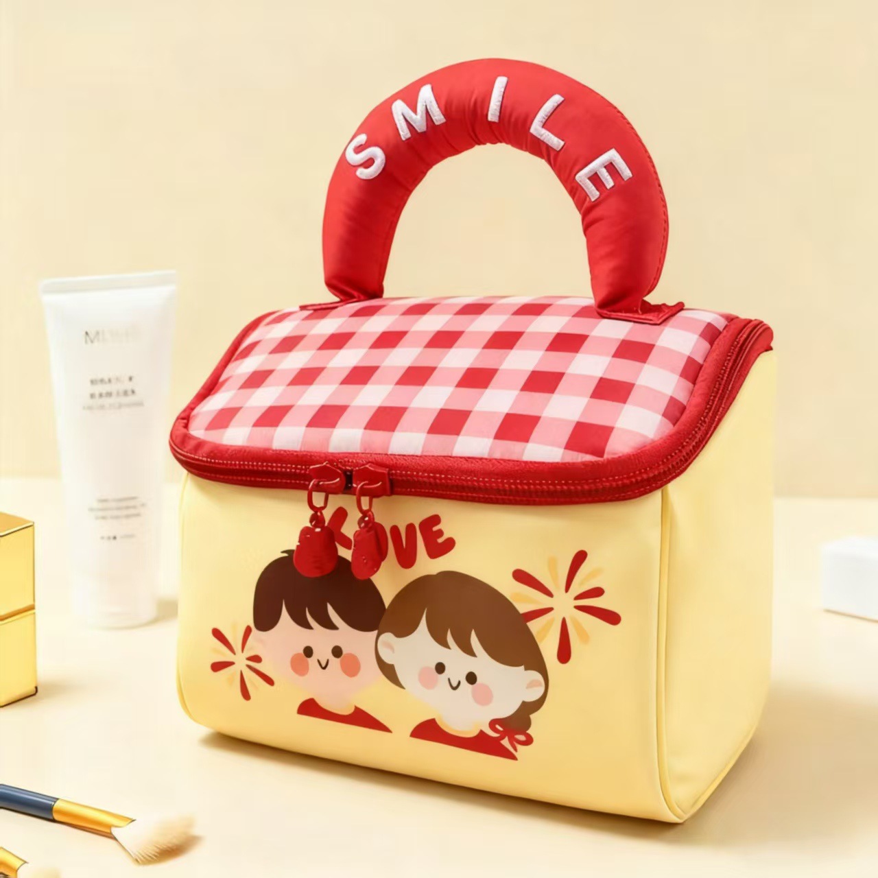 cute house cosmetic bag portable carrying case cartoon gift storage bag large capacity thickened wash bag Item Picture