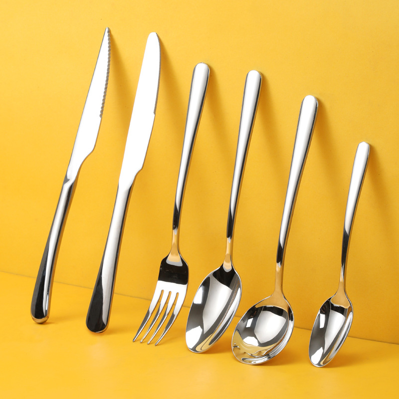 thick elegant 304 stainless steel tableware knife fork spoon steak suit series hotel western coffee dessert spoon full figure