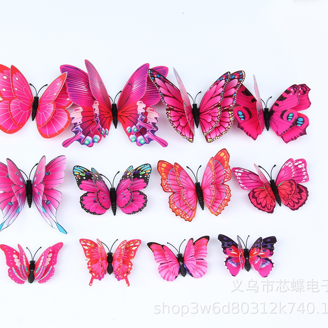 3d double-layer butterfly home decoration simulation butterfly pvc colorized butterfly wall sticker magnet style details Picture