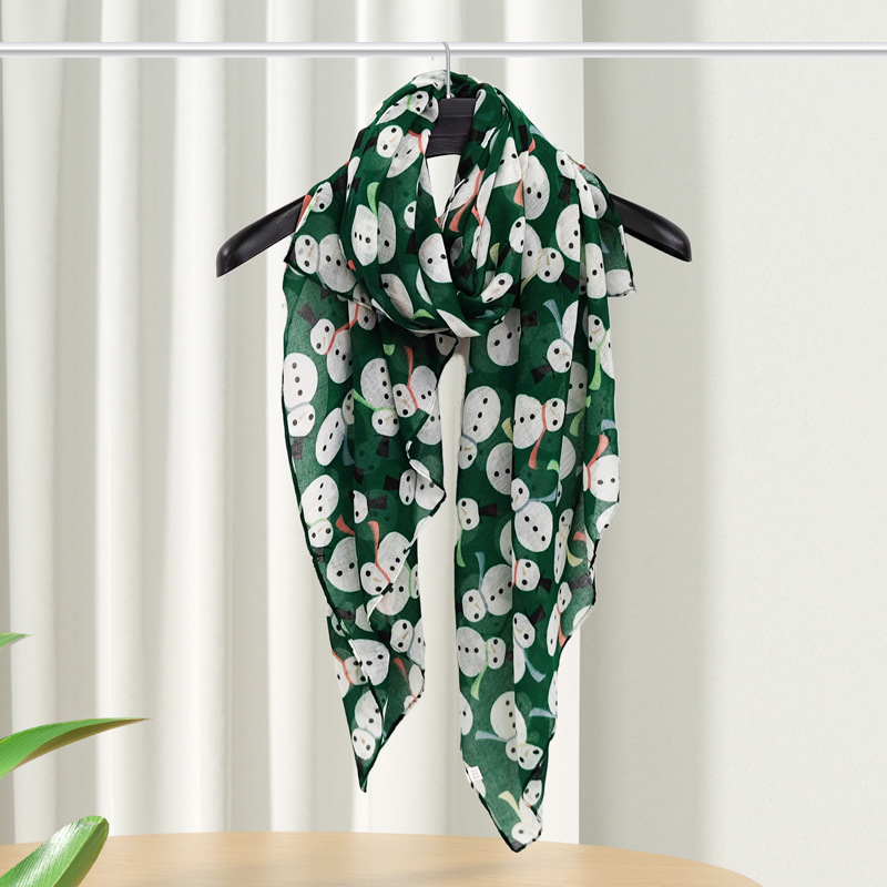 christmas style cartoon printed scarf women's four seasons easy to match scarf large size scarf talma tide cross-border wholesale full figure