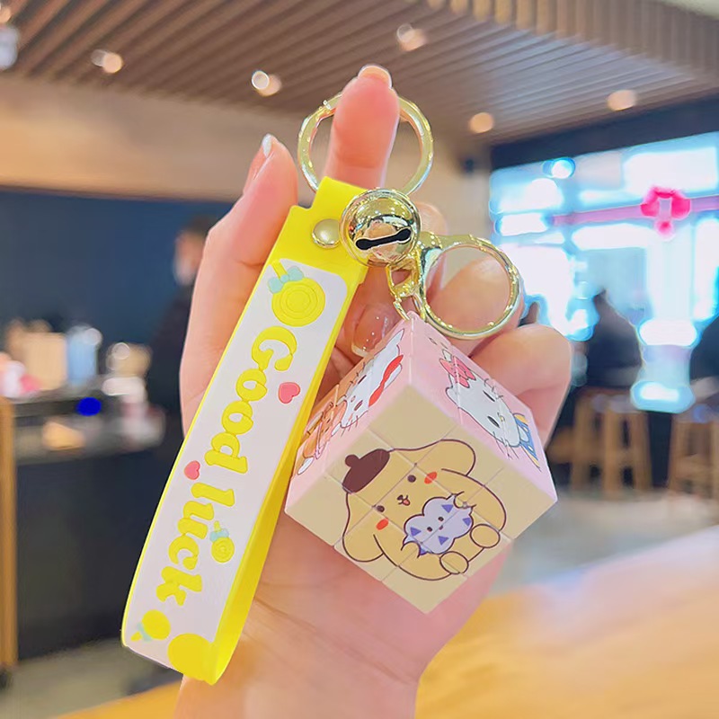 clow m rubik's cube keychain pendant wholesale decompression cartoon little creative gifts schoolbag pendant key chain accessories details Picture