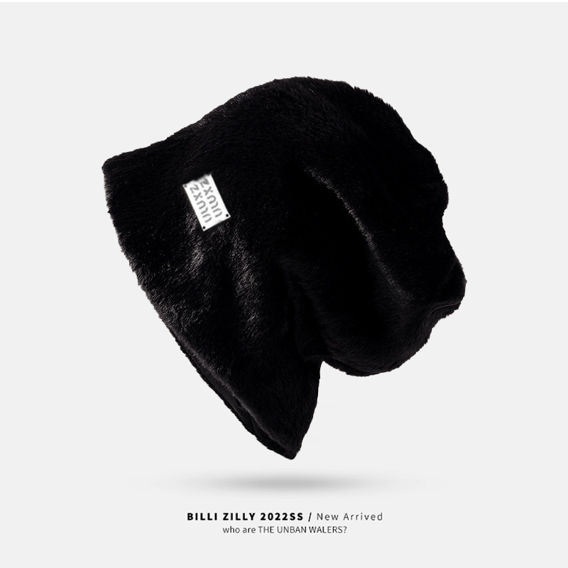 rabbit fur pile heap cap women's winter warm face-proof cold-proof plush fisherman hat big head circumference face-looking small fur beanie hat details Picture