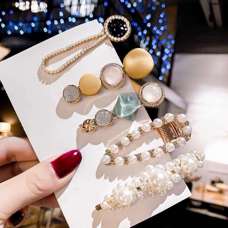 korean ins barrettes set pearl hair clip headdress girl bar clip side clip bang clip all-match adult hair accessories Application Scenario