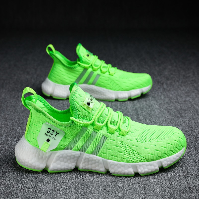 2022 summer breathable men's running shoes fashion shoes korean casual men mesh breathable flying woven plus size sneakers details Picture