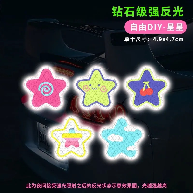 diamond grade reflective sticker night anti-collision warning label car electric bicycle helmet cover scratches decorative stickers details Picture