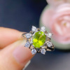 cross-border e-commerce hot selling ring luxury inlaid natural peridot ring silver ring valentine's day gift full figure
