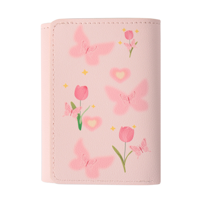 foreign trade popular style butterfly japanese and korean short fresh three-fold wallet niche multifunctional coin purse id holder card holder full figure