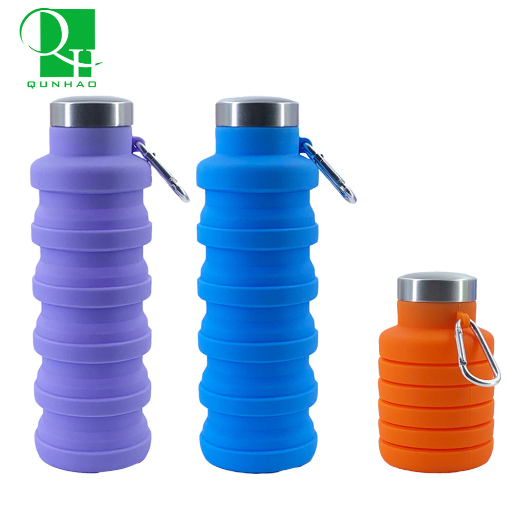 wholesale portable edible silicon folding cup 500ml creative sports kettle outdoor retractable decompression water cup details Picture