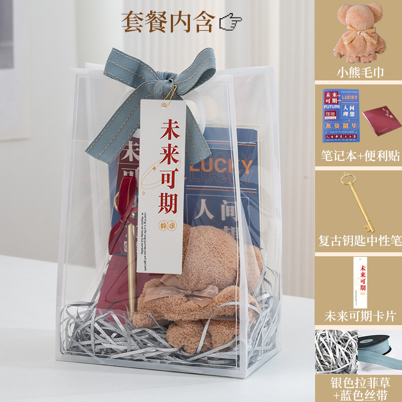 new pp transparent gift bag with hand gift plastic gift bag valentine's day birthday gift high sense handbag Specification drawing