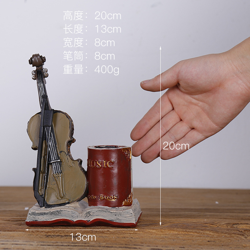creative pen holder retro ornaments saxophone violin instrument model ornaments office study decorations full figure