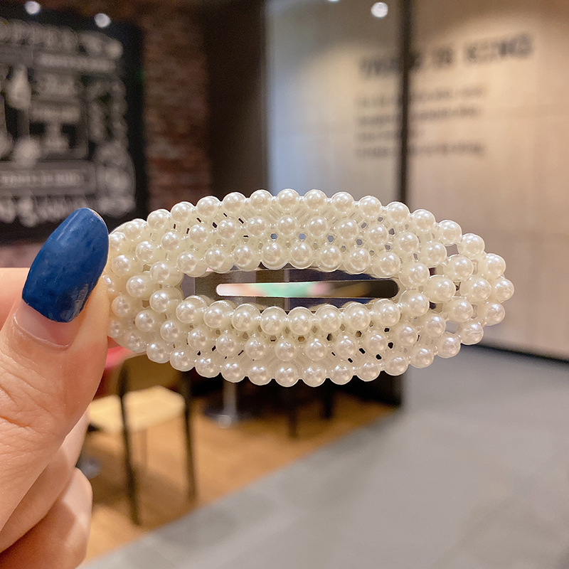 pearl rhinestone elegant hair clip women's side fringe clip headdress high-grade exquisite broken hair hairpin clip Item Picture
