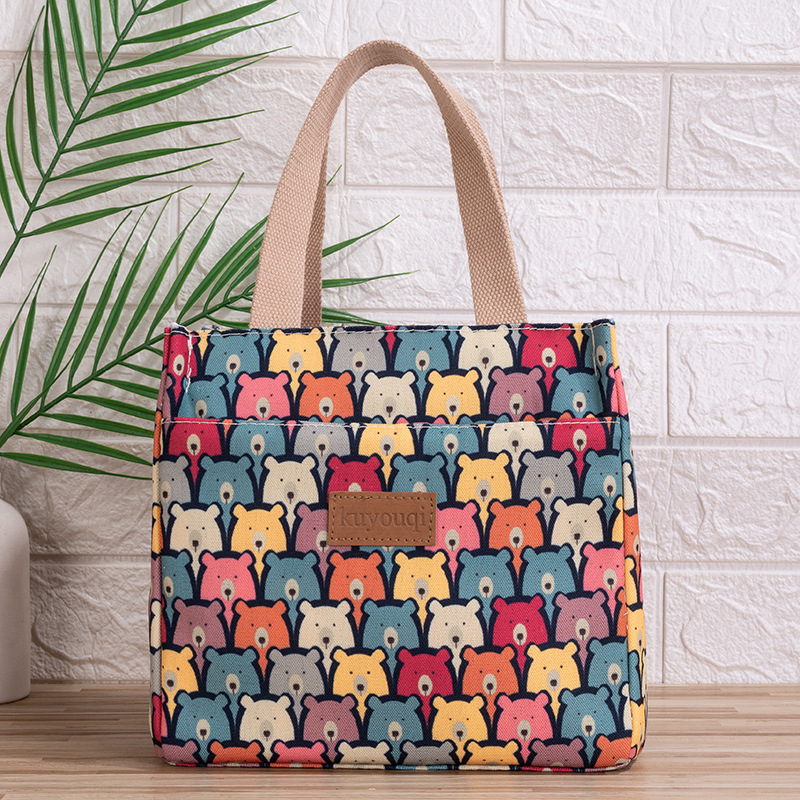 take to work meal lunch box bag aluminum foil thickening lunch bag japanese handbag canvas hand carrying thermal bag Specification drawing
