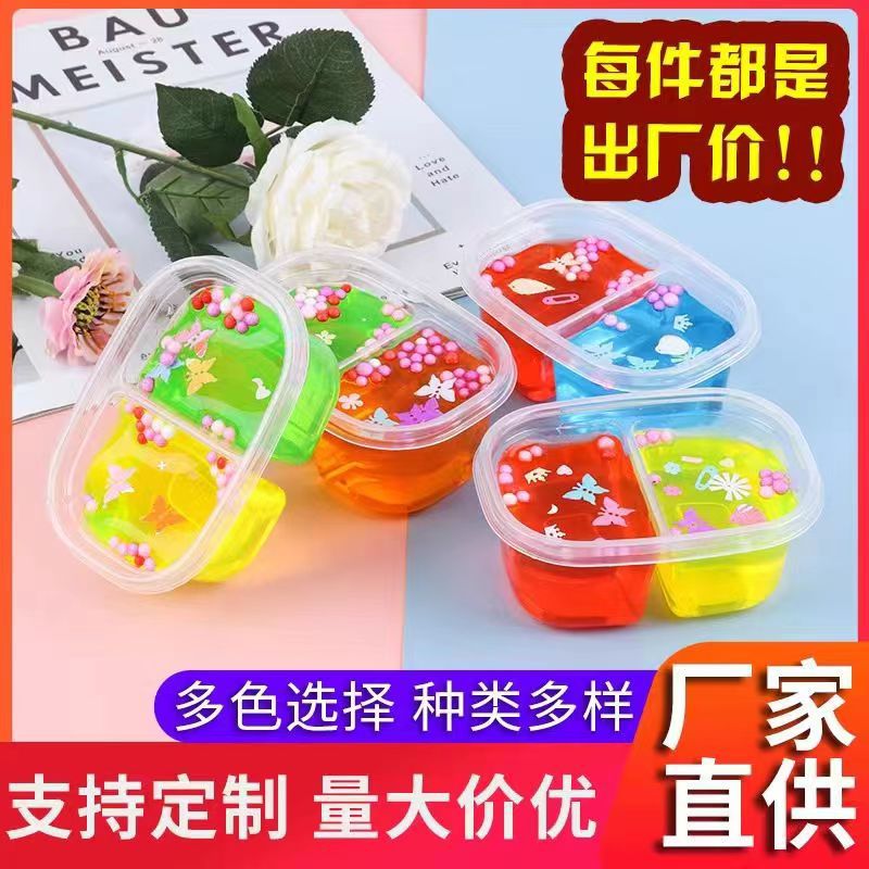 internet celebrity crystal mud sparkling glue two-color transparent slim colored clay children's color toys two yuan store department store wholesale Specification drawing