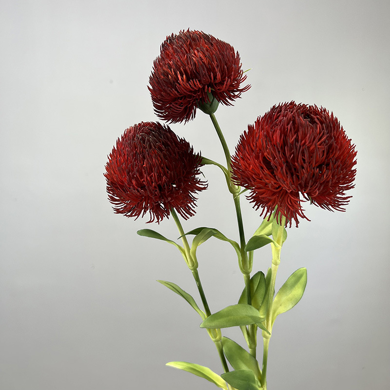 chinese modern home flower arrangement fake flower feel green dianthus model room display soft glue green fur ball Specification drawing
