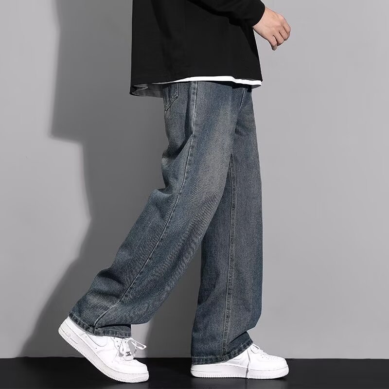 american retro washed worn jeans men's spring and autumn new straight elastic waist loose high street men's trousers Application Scenario