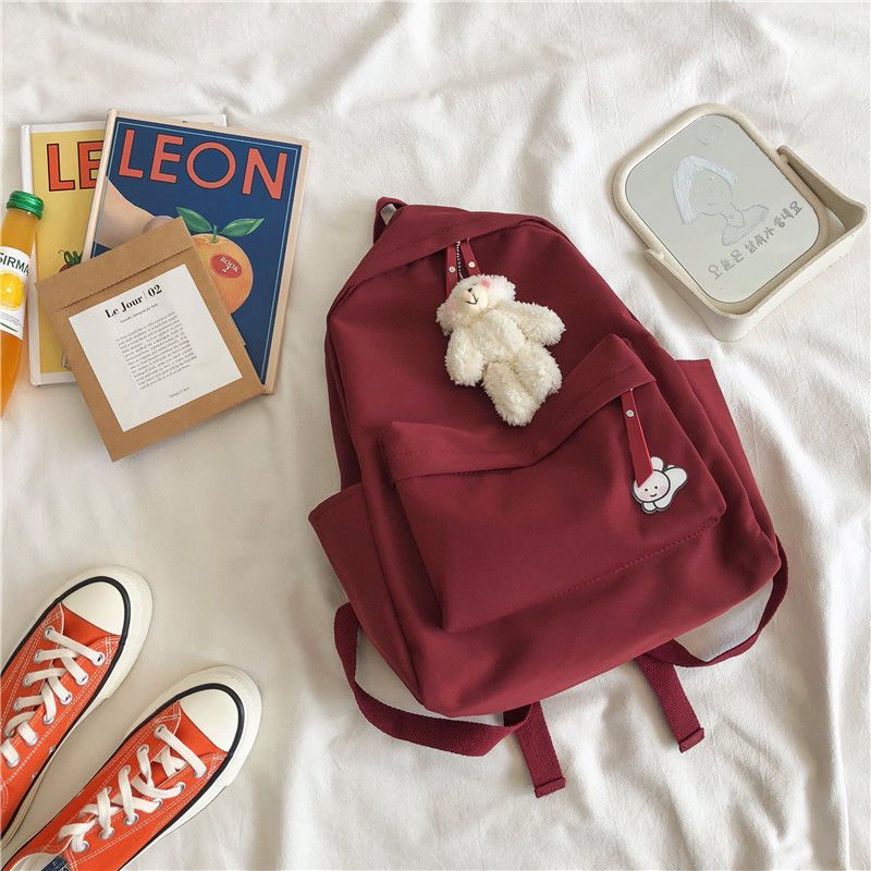 non-printed harajuku schoolbag female ins style korean high school student large capacity simple all-match japanese campus backpack full figure