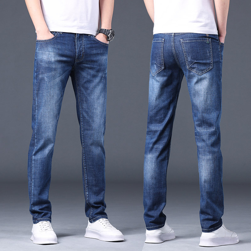 xintang autumn and winter new jeans men's slim fit straight men's pants business casual men's trousers long pants celebrity same style Item Picture