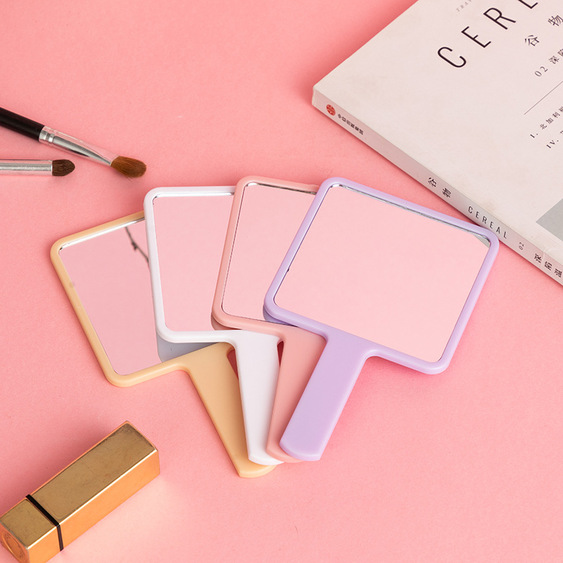 new beauty welfare gift customized square hand-held makeup mirror portable portable girls' desktop makeup mirror details Picture