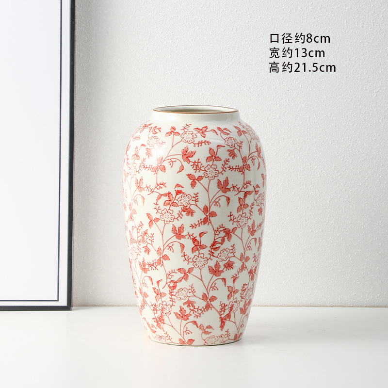 high-end retro new chinese blue and white porcelain vase three-piece guest restaurant flower arrangement domestic ornaments Application Scenario
