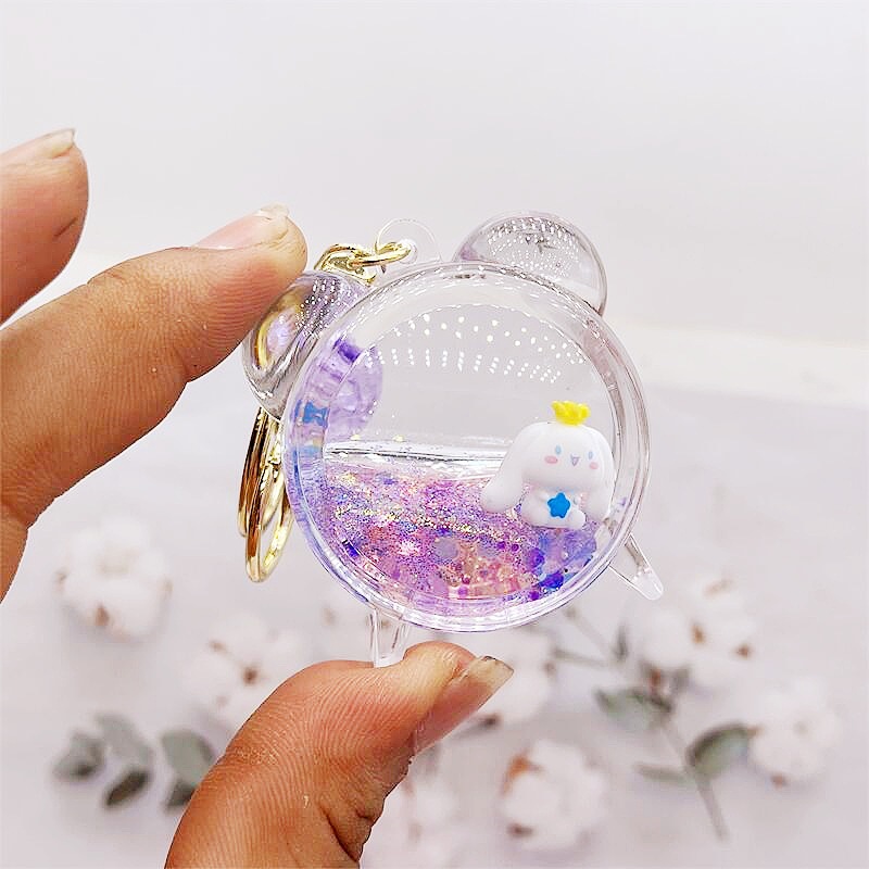 blue big ear dog oil floating cinnamon dog doll quicksand bottle keychain cute cartoon sanrio small pendant Application Scenario