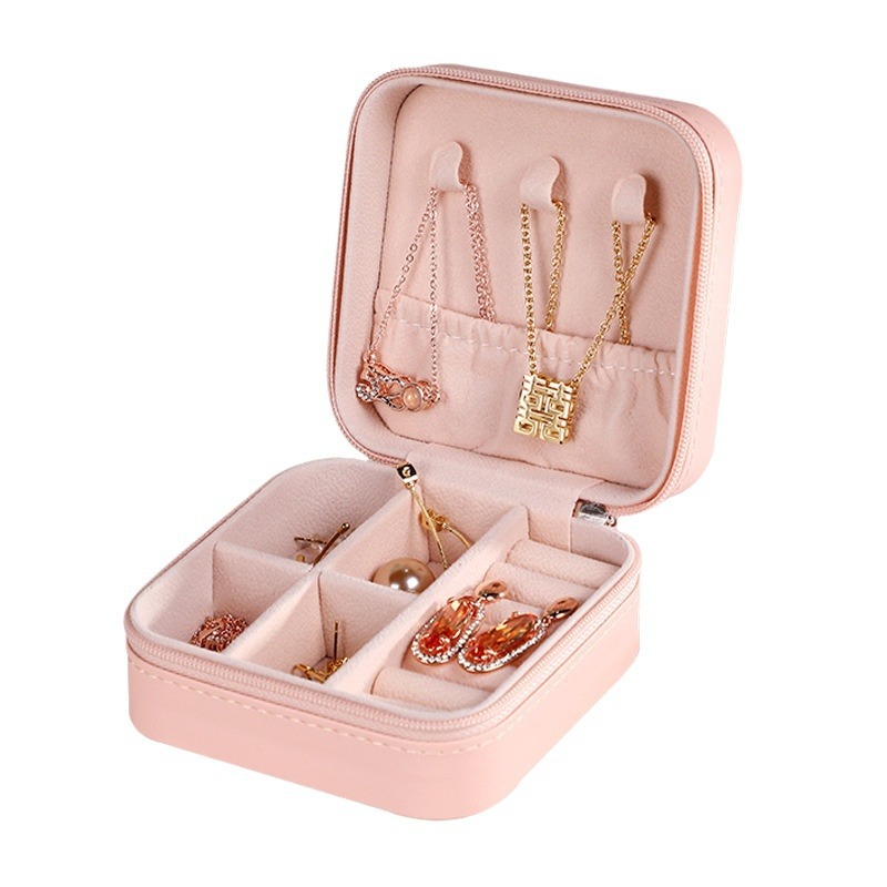 pu jewelry storage box manufacturer ear stud necklace decorative wrapper storage box household ring portable storage jewelry box Item Picture
