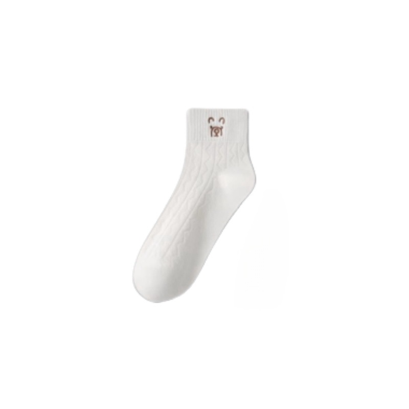 women's all-match socks sweat-absorbent four seasons deodorant cotton thin low-cut breathable solid color cute bear simple socks Specification drawing