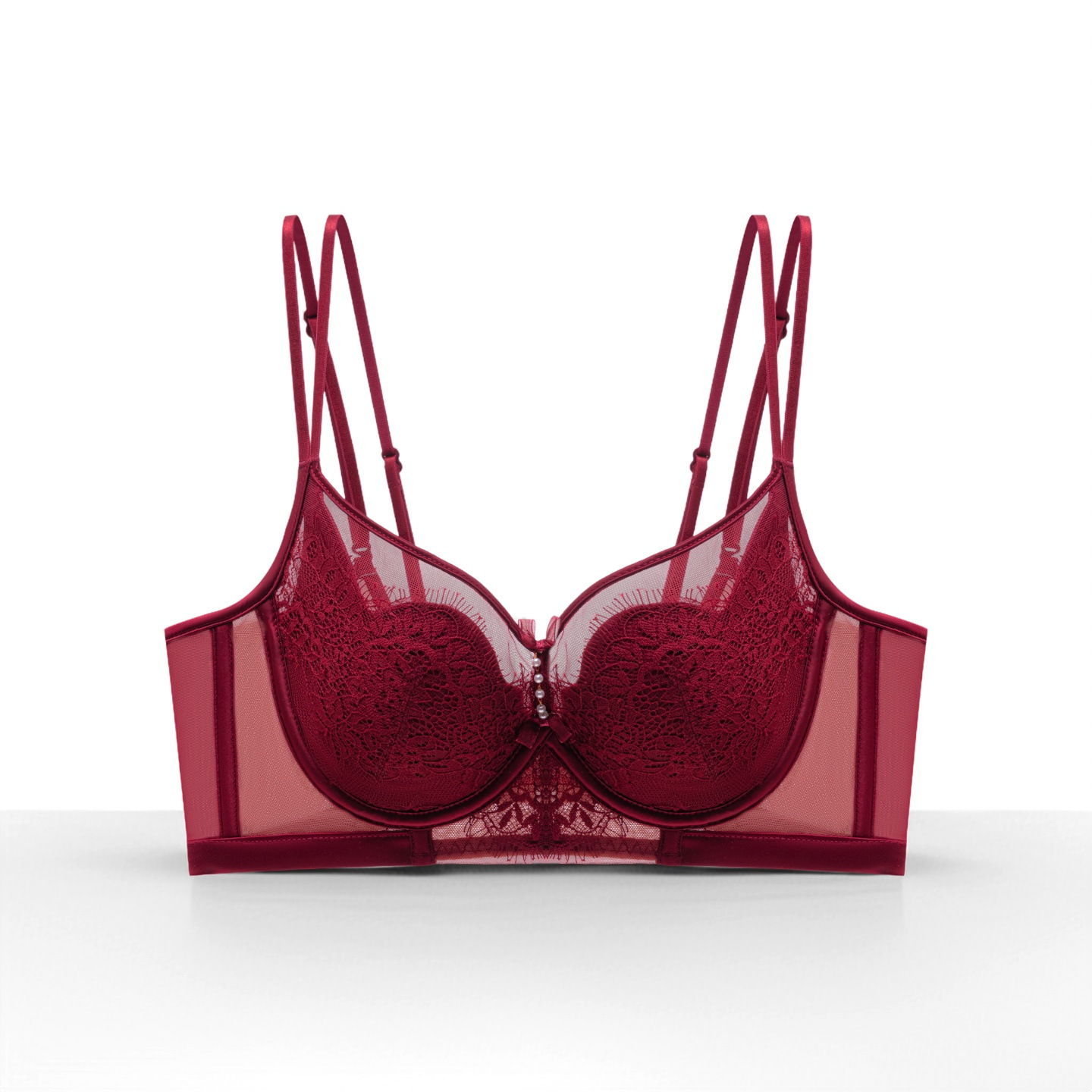 new lace underwear push up and anti-sagging healthy no pressure comfortable thin sexy busty show small bra full figure