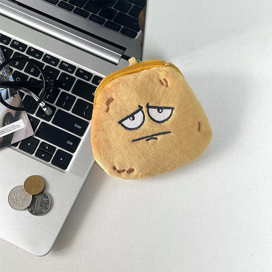cute yellow skin potato plush coin purse simulation potato keychain earphone bag coin portable storage bag wholesale Specification drawing