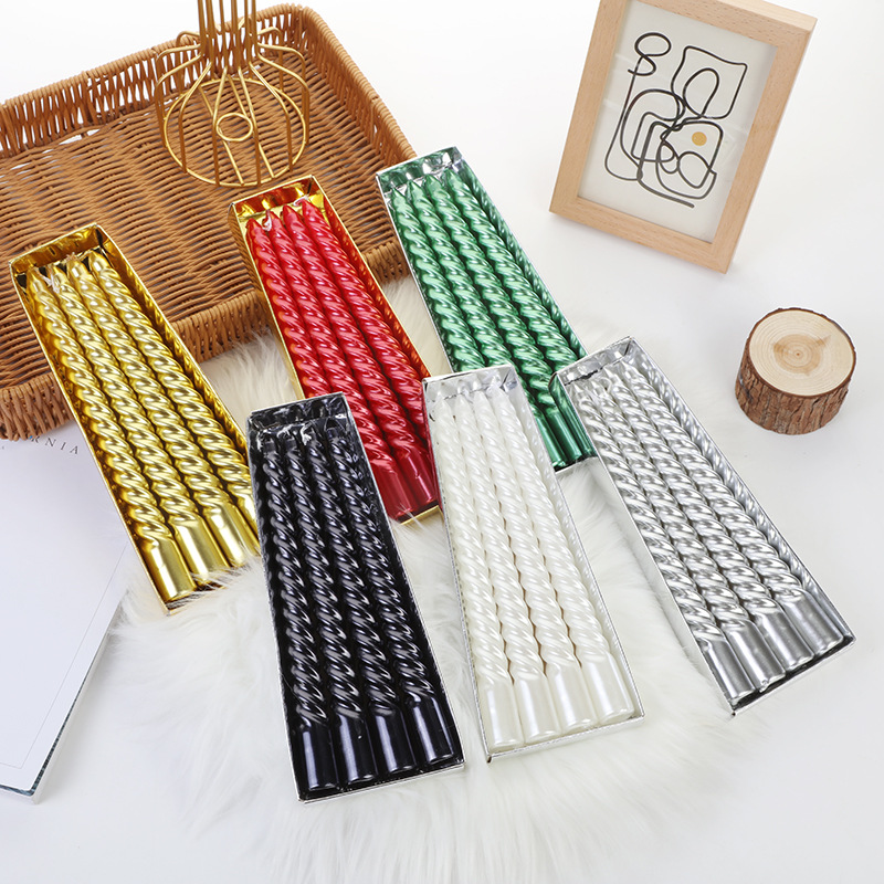 wholesale european style long brush holder color thread candlestick candle household romantic candlelight dinner decoration wedding birthday candle full figure
