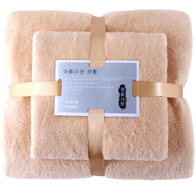 factory in stock towels child and mother suit warp knitted coral fleece cut edge absorbent activity present towel wholesale Item Picture