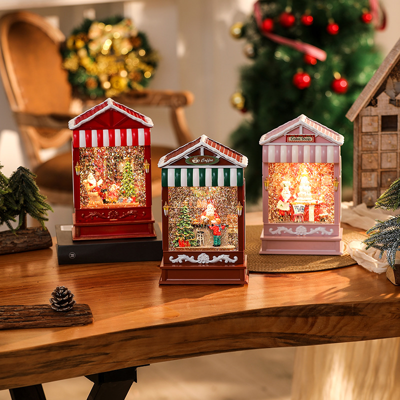 new christmas gift glowing snow music box santa claus storm lantern christmas tree decoration ornaments small night lamp full figure