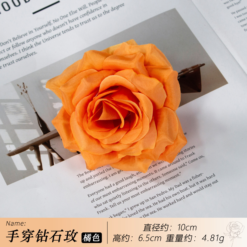hand-worn diamond rose flower head wedding wedding background wall decoration wearing flower corsage garland accessories rose perianth wholesale Item Picture