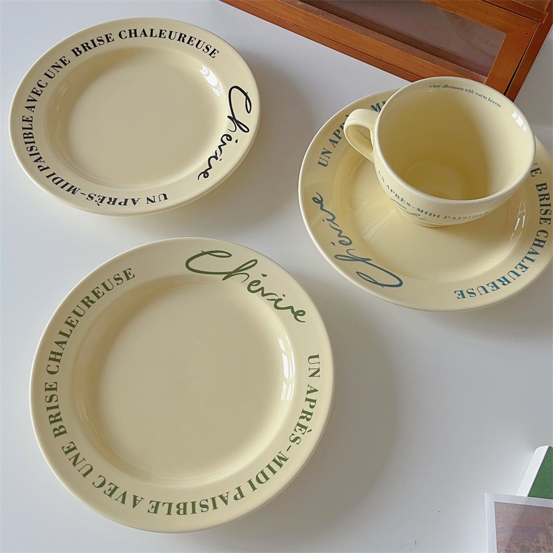 creative cream tableware net red letter plate ins style ceramic plate good-looking breakfast plate dessert western cuisine plate details Picture