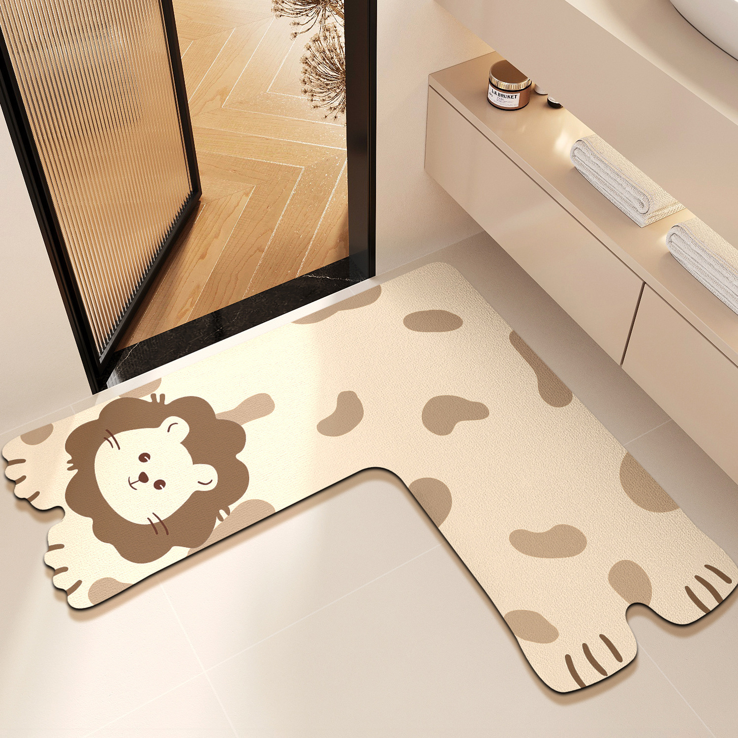 spot bathroom mats l-type bathroom absorbent floor mat diatom ooze toilet doorway carpet household wholesale Application Scenario