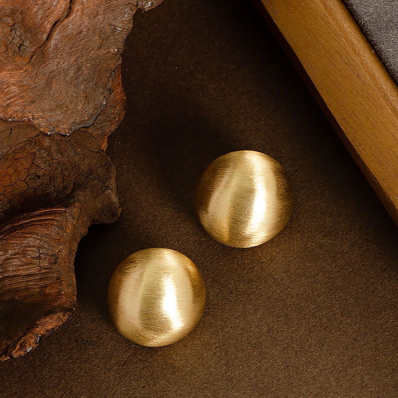 silver needle ins exquisite niche normcore bag frosted brushed matte metal stud earrings simple graceful high-grade earrings details Picture