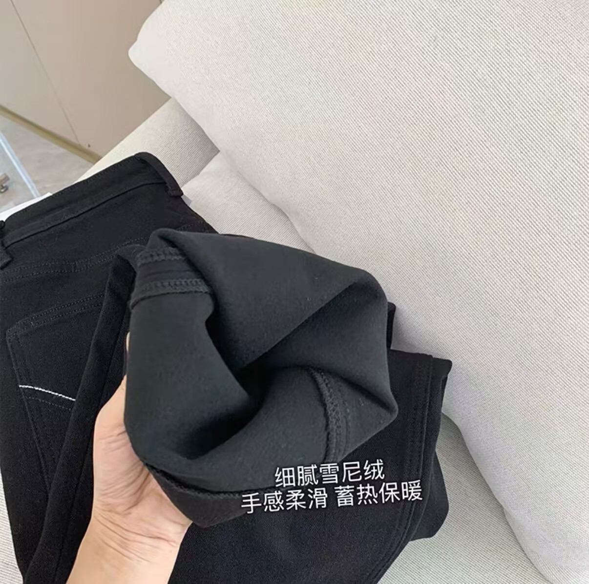 contraction trouser pants! slim-looking straight-sided stretch straight jeans for women spring new small cropped wide-leg pants full figure
