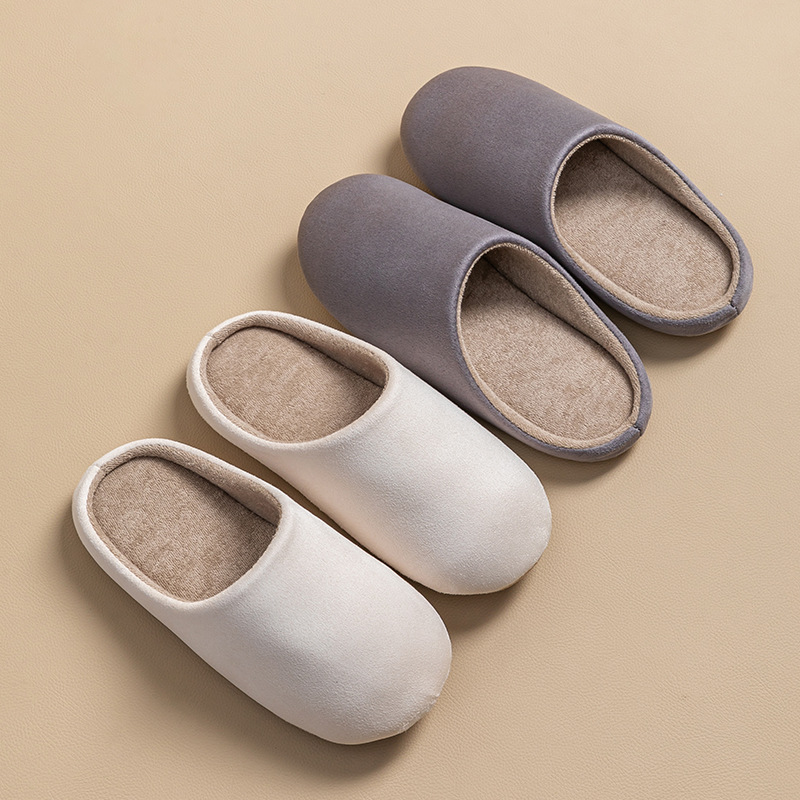 cixi cotton slippers soft bottom mute female autumn and winter household indoor warm non-slip plush home cotton slippers cotton slippers male details Picture