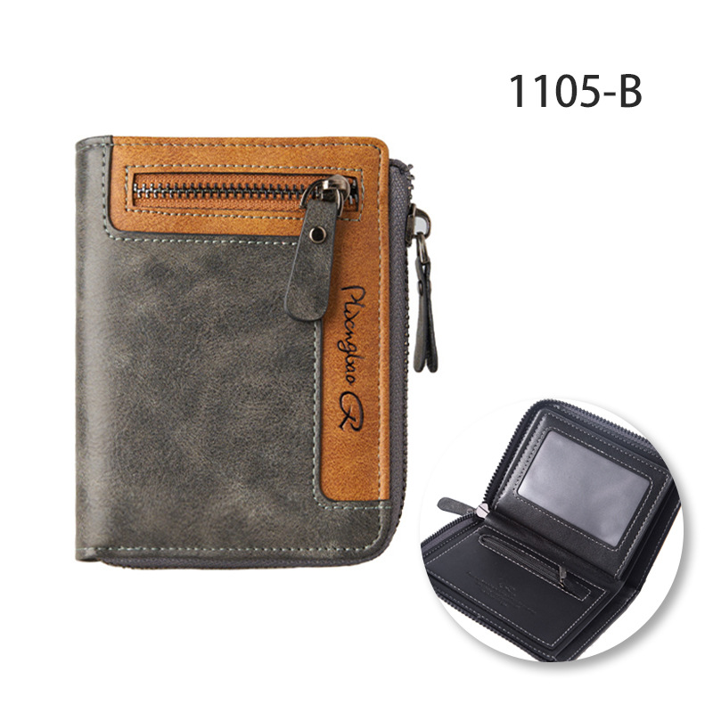 cross-border men's wallet high-grade short certificate card holder wallet men's zipper casual leather coin purse wallet full figure